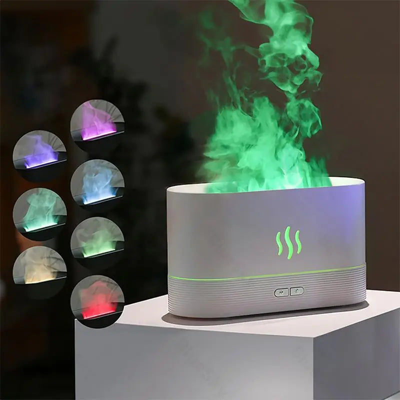 Flame Effect Aroma Diffuser — Cozy Ambience With Mist & 7-Color Glow