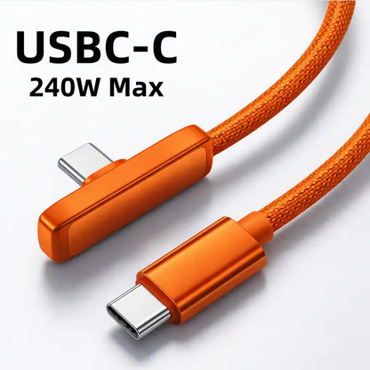 45W Right-Angle USB-C Cable - Fast Charging Without Blocking Your Hand