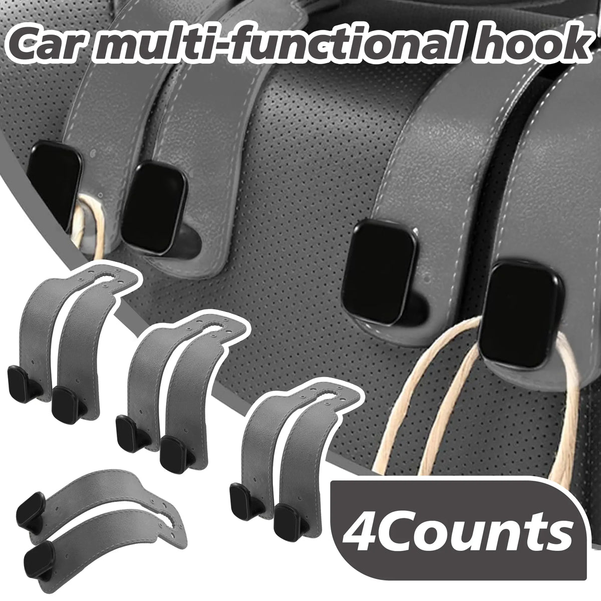 Car Seat Headrest Hooks - Double Hook Design For A Cleaner, Clutter-Free Car