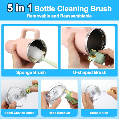 5-in-1 Bottle Cleaning Brush - Deep Clean Every Straw, Lid & Hard-To-Reach Spot