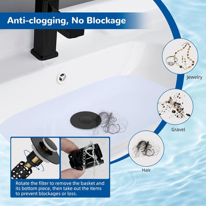 Bathroom Sink Drain Stopper - Removable Hair Filter For Clog-Free Drains
