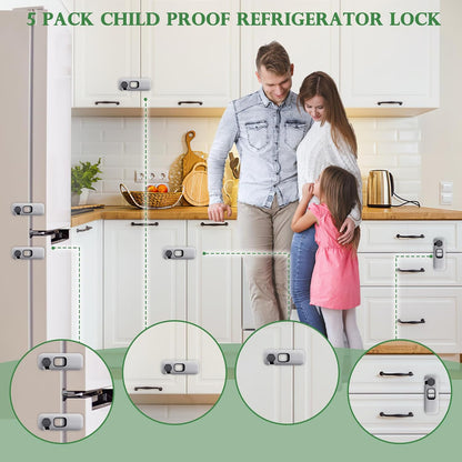 Adhesive Safety Lock - Slide & Rotate Design For Safer Cabinets & Appliances
