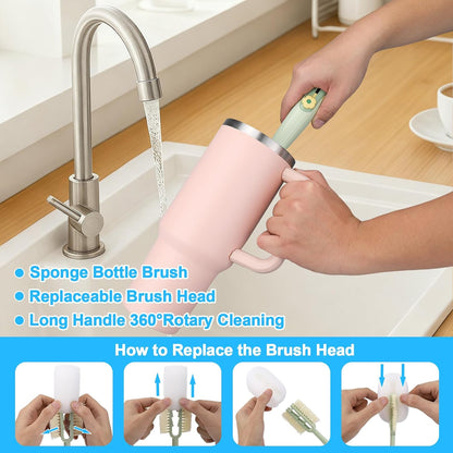 5-in-1 Bottle Cleaning Brush - Deep Clean Every Straw, Lid & Hard-To-Reach Spot