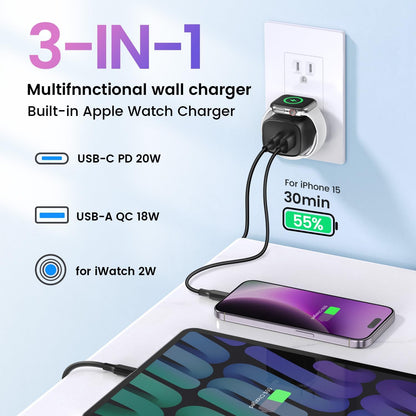 3-in-1 Wall Charger - One Compact Plug For All Your Essentials