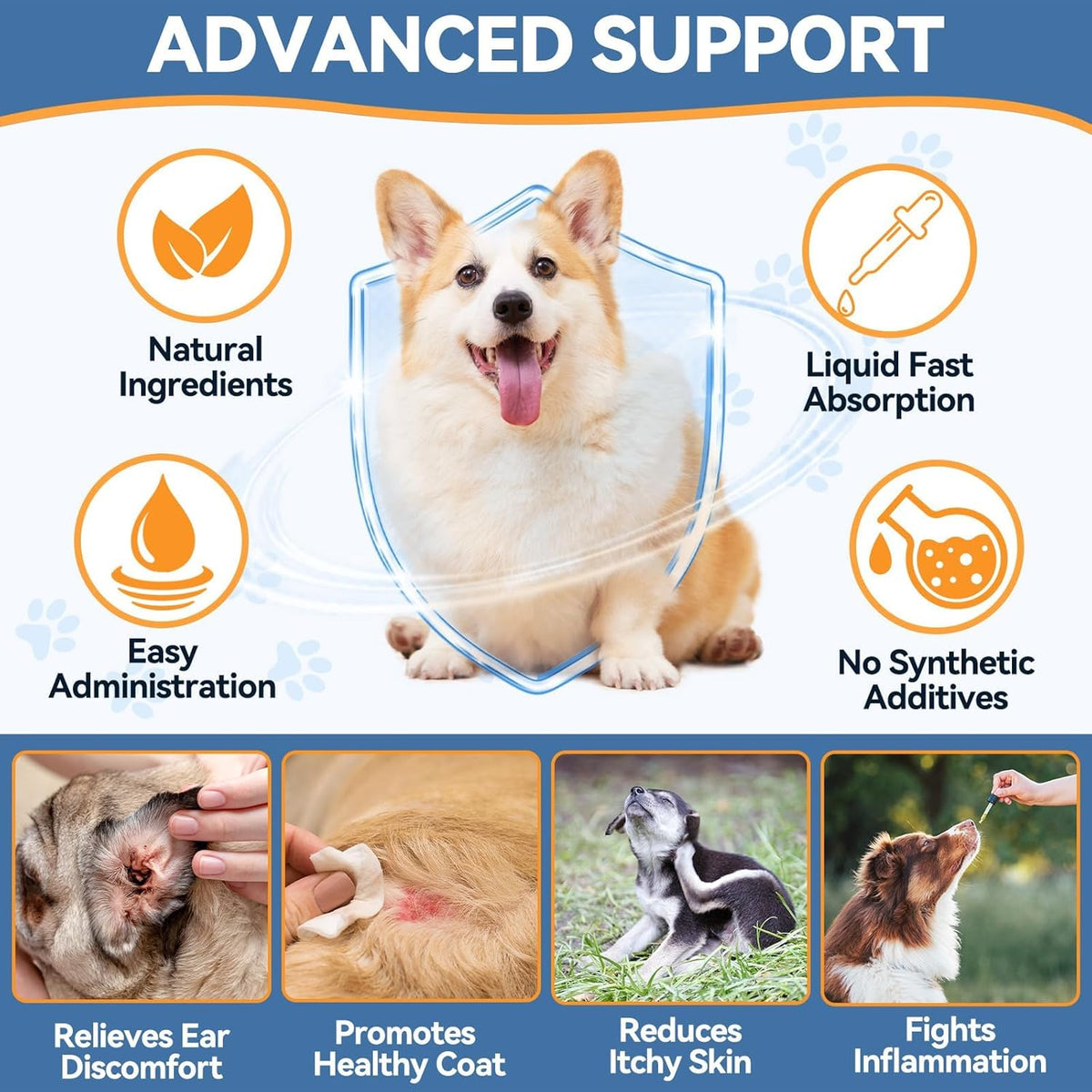 Dog Ear & Skin Support Drops - Natural Daily Formula For Itch & Comfort Care