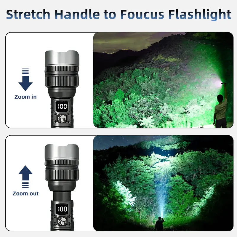 2-in-1 Rechargeable Flashlight - Built-In Power Bank For Emergency Lighting