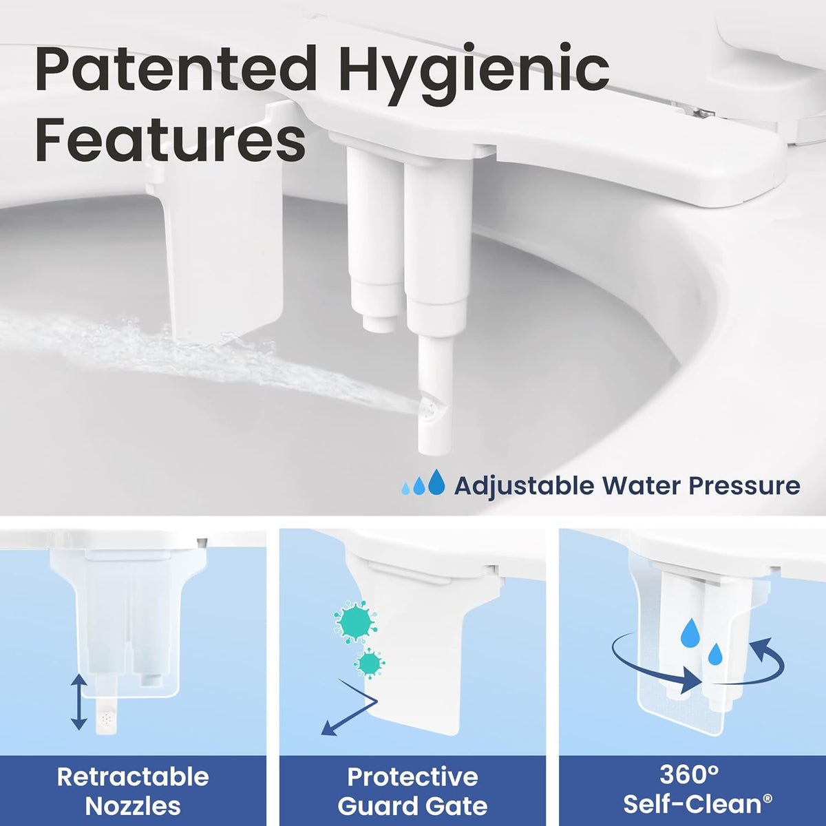 🚽 Bidet Toilet Seat Attachment - Dual Nozzle Water Cleaning System For A Cleaner, Fresher Bathroom Experience