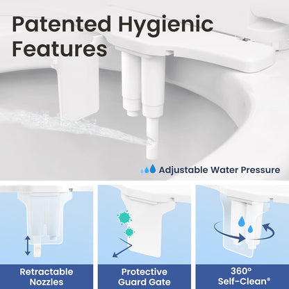 🚽 Bidet Toilet Seat Attachment - Dual Nozzle Water Cleaning System For A Cleaner, Fresher Bathroom Experience