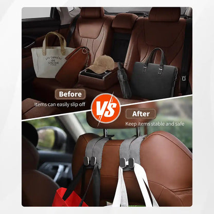 Car Seat Headrest Hooks - Double Hook Design For A Cleaner, Clutter-Free Car