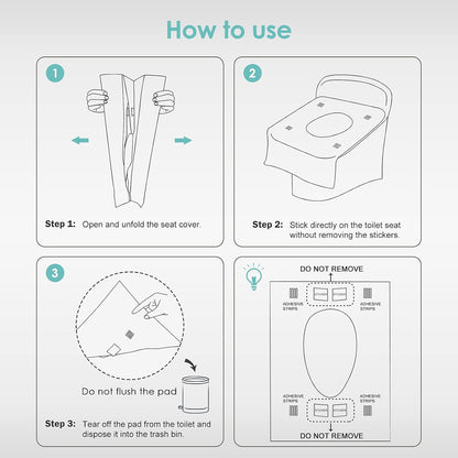 Disposable Toilet Seat Covers - XL Waterproof Protection For Cleaner Public Restroom Use