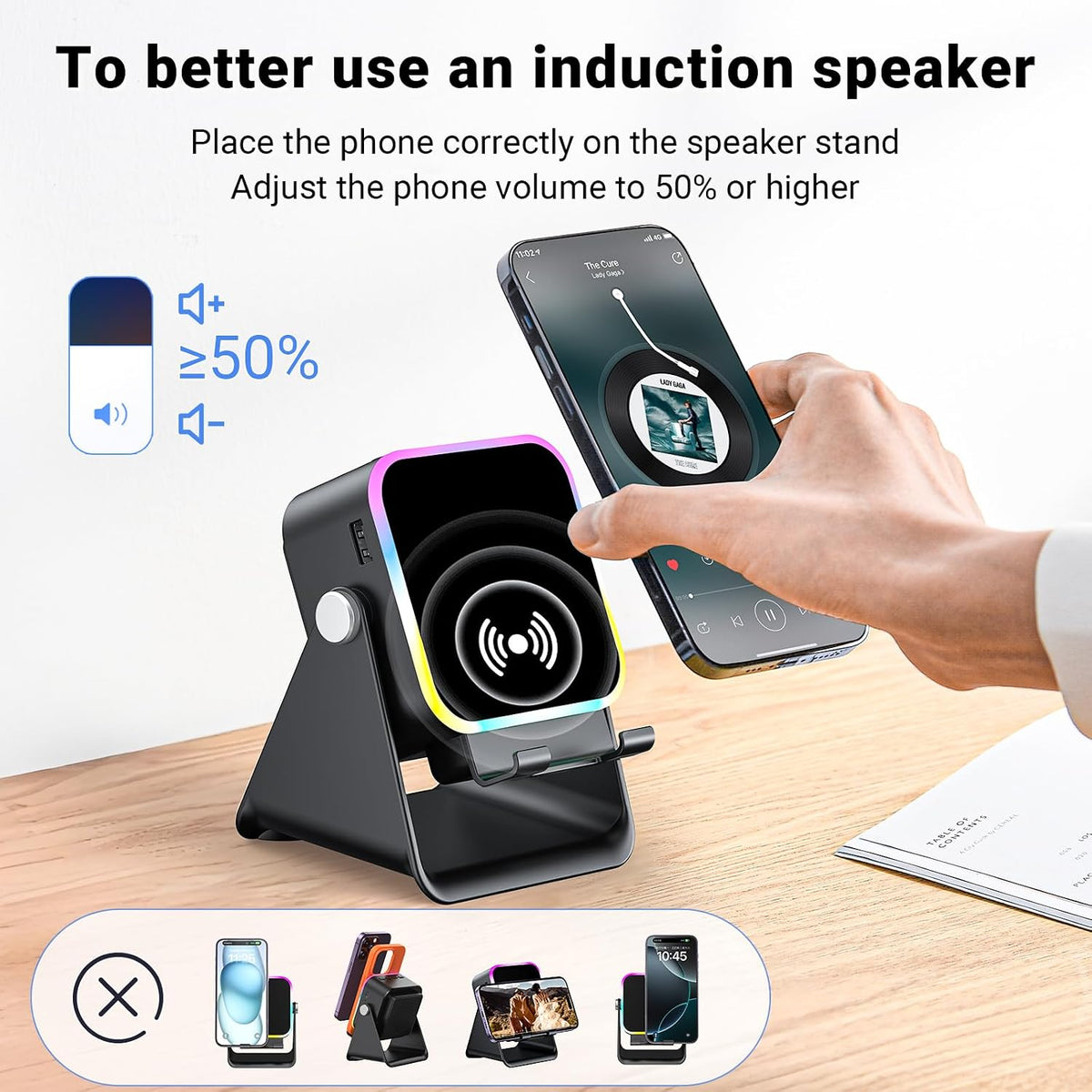 5-in-1 Smart Audio Dock - Wireless Induction Sound Amplification For Hands-Free Entertainment