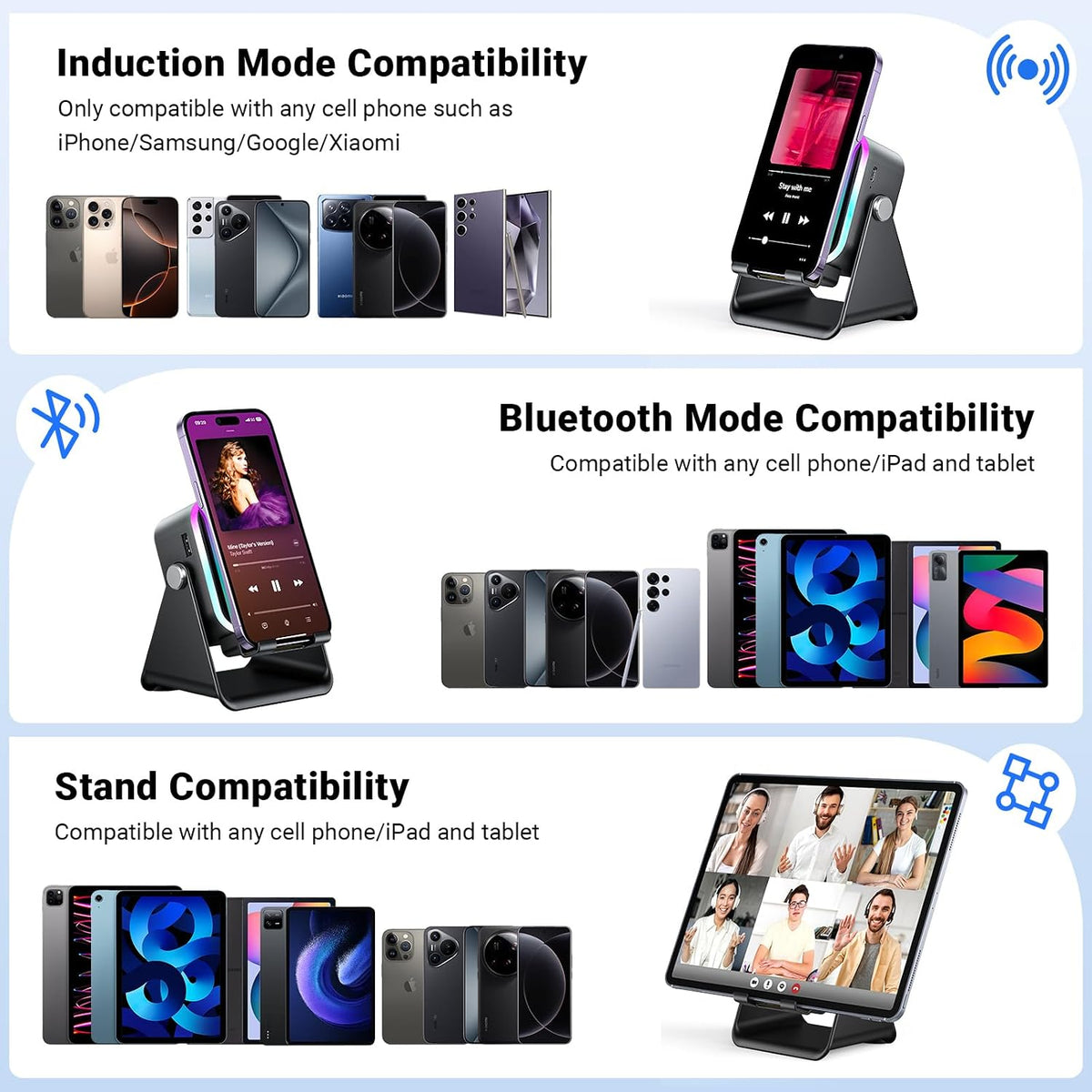 5-in-1 Smart Audio Dock - Wireless Induction Sound Amplification For Hands-Free Entertainment