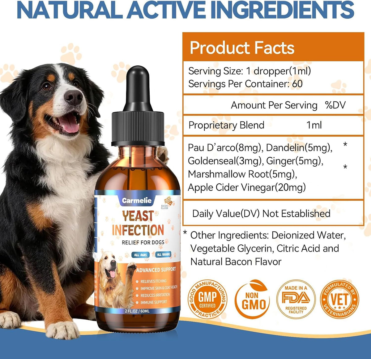 Dog Ear & Skin Support Drops - Natural Daily Formula For Itch & Comfort Care