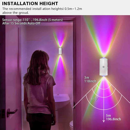 Wireless Motion Sensor Wall Sconces with Magnetic RGB Lighting